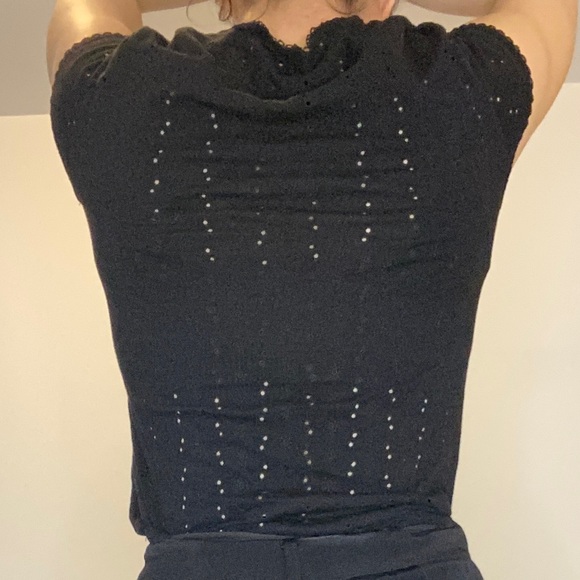Joseph Black Casual Top Eyelets Size 3 minimalist - Picture 2 of 14